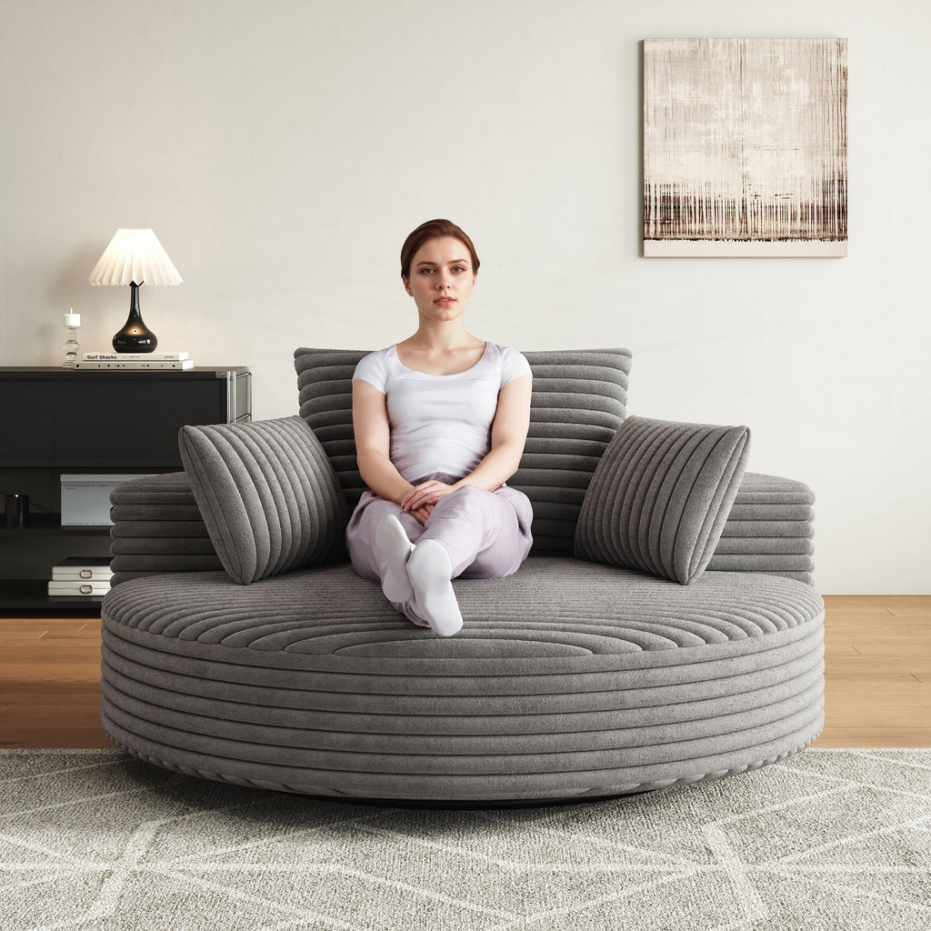Fauteuil pivotant individuel en mousse et chenille côtelée