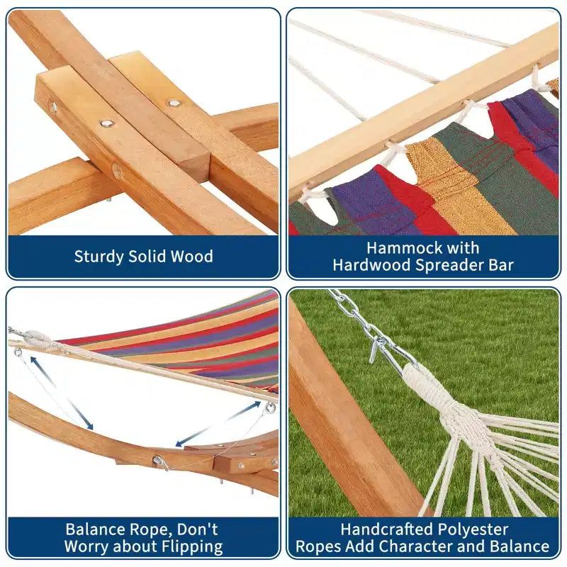 Supporto per amaca in legno da esterno per impieghi gravosi, resistente alle intemperie, universale, curvo, da 475 libbre, per patio, cortile e interni
