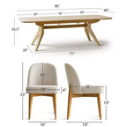 Set da pranzo composto da 9 pezzi per 8 persone, tavolo allungabile con base a cavalletto e sedie imbottite con gambe in legno massello-Panipeachy