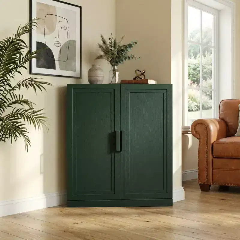 Meuble d’angle Dovelina avec étagères réglables, buffet, meuble à vin et meuble de cuisine et de salle à manger avec portes en bois - 31 po H x 31 po L, 36 po H x 31 po L