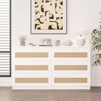 Cassettiera in rattan per camera da letto con 6 cassetti, cassettiera larga moderna in stile rustico da 47 pollici, mobile contenitore in legno per organizzare armadio, soggiorno e corridoio