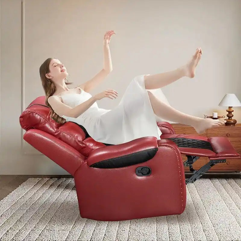 Poltrona reclinabile di grandi dimensioni in finta pelle, design americano, per il soggiorno