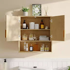 Meuble mural de salle de bains - armoire à pharmacie avec portes de grange et étagère réglable - meuble mural de 25 x 23,6 x 9 pouces
