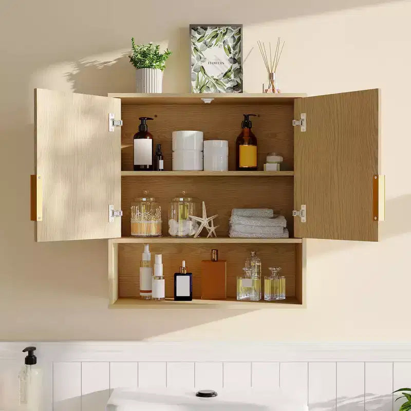 Meuble mural de salle de bains - armoire à pharmacie avec portes de grange et étagère réglable - meuble mural de 25 x 23,6 x 9 pouces
