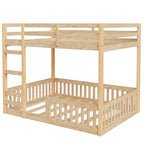 Letto a castello in legno matrimoniale sopra matrimoniale con scala e sponde di sicurezza, letto a castello matrimoniale basso con rete a doghe