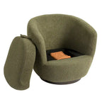 Fauteuil tonneau pivotant rembourré avec rangement, chaise d’appoint moderne pour salon, chambre, bureau ou coin lecture