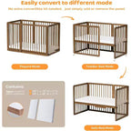 Lit bébé convertible JOYMOR 8-en-1, avec 2 matelas, convertible en berceau, lit bébé mi-hauteur, lit bébé pleine grandeur, lit de repos, lit pour tout-petit et parc