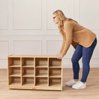 Mobiletto mobile con vassoi e 15 contenitori frontali a vaschetta, 3x4, arredo per bambini