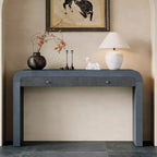 Table console rustique Whisen, table d’entrée et table d’appoint avec façade de tiroir cannelée