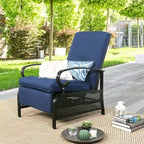 Poltrona reclinabile regolabile da giardino con cuscino - 38 (D) x 26.5 (W) x 38.5 (H) INCH