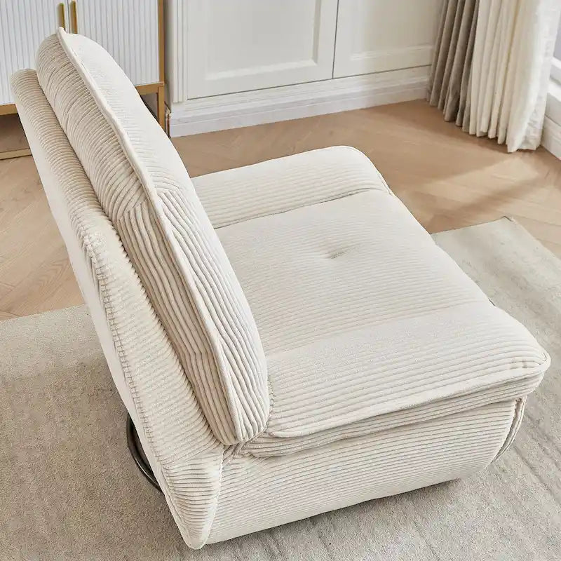 Drehbarer Cord-Sessel mit Gleitfunktion und Liegefunktion, Fußstütze für das Wohnzimmer