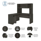 Bureau d’angle Echo en L avec surmeuble et tiroirs