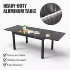 Table à manger Okak en aluminium, extensible, pour patio, salle à manger et cuisine