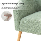 Fauteuil bouclé moderne Sheila de 30 W avec pieds en bois massif, lot de 2, par HULALA HOME