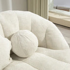 Fauteuil lounge blanc de 63,78 po, revêtu de chenille avec mousse haute densité