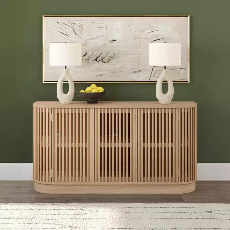 Credenza Plank+Beam Contour in legno massello con 3 ante, mobile TV da 59 pollici per il soggiorno