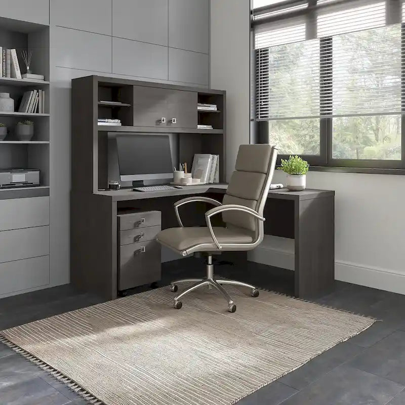 Bureau d’angle Echo en L avec surmeuble et tiroirs