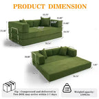 Canapé-lit pliant Dyonery 78 convertible en canapé en velours côtelé, format king, couchage au sol, 4-en-1, canapé modulaire à combiner soi-même, confortable et dépliant