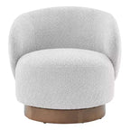 Fauteuil tonneau pivotant rembourré d’appoint Spruce&Spring avec base en bois