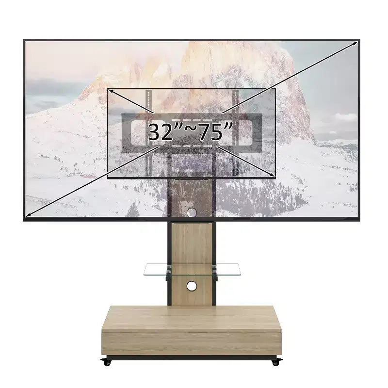 Meuble TV pour téléviseurs de 32 à 75 pouces, chariot TV mobile à hauteur réglable avec tiroir et roulettes pour le salon, la chambre et le bureau - ModernLuxe
