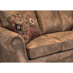 Divano letto Rancho in tessuto effetto pelle scamosciata marrone rustico - 37 x 86 x 40