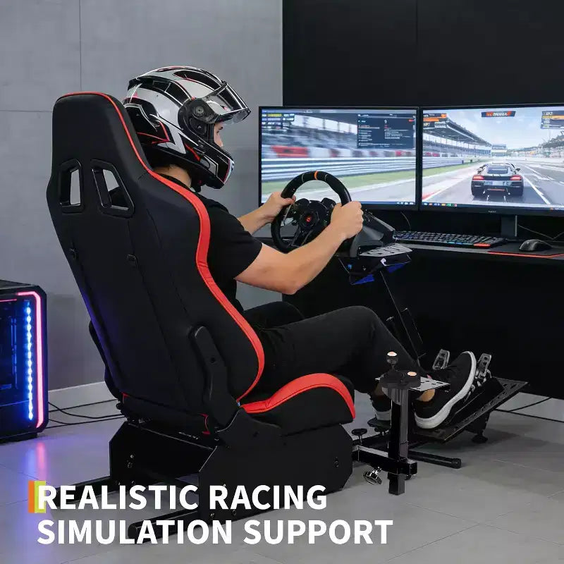 Cabina di guida pieghevole per simulatore di corse, supporto regolabile per volante G29/G920/G923, compatibile con Thrustmaster, Fanatec, Hori, Mad Catz, angolazione dei pedali regolabile