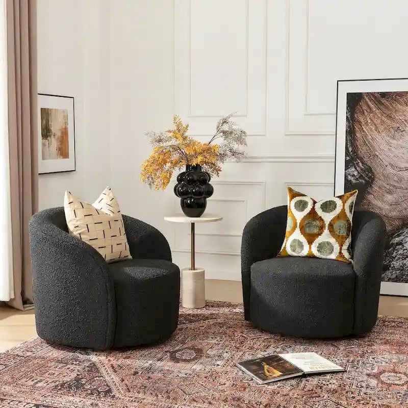 Fauteuil d’appoint pivotant KINWELL en forme de tonneau, rembourré, largeur 34 (lot de 2)