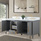 Meuble-lavabo Vanity Art 72 à double vasque avec plateau en marbre reconstitué