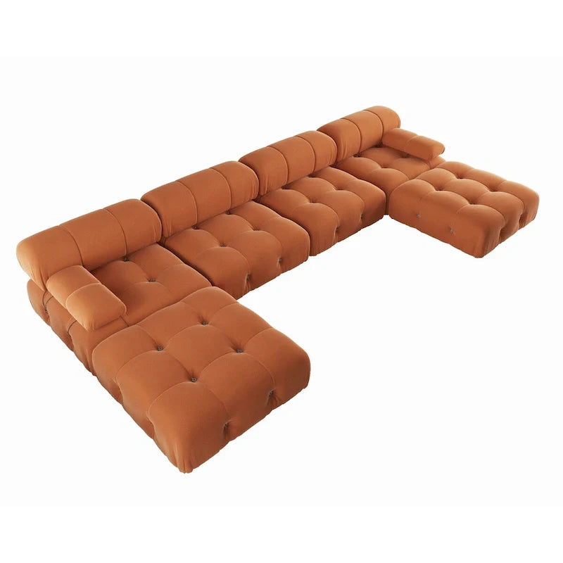 Divano modulare componibile trasformabile da 138", divani in velluto minimalisti a U