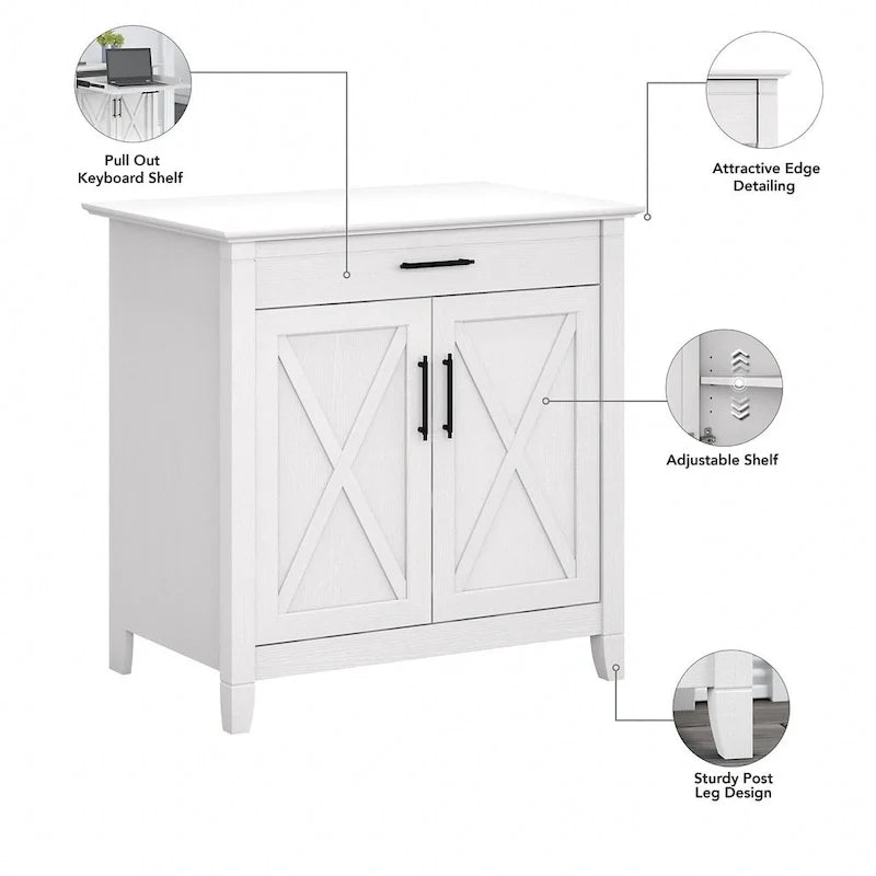 Key West Secretary Desk with Storage Cabinet by Bush Furniture