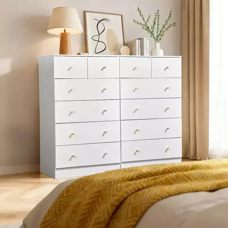 Karl Home Cassettiera grande a 6 cassetti per camera da letto e cassettiera con struttura robusta, organizzatore contenitore in legno per guardaroba, bianca