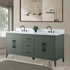 Meuble-lavabo Vanity Art 72 à double vasque avec plateau en marbre reconstitué