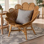 Fauteuil d’appoint fleuri Blossom bohème en rotin couleur miel
