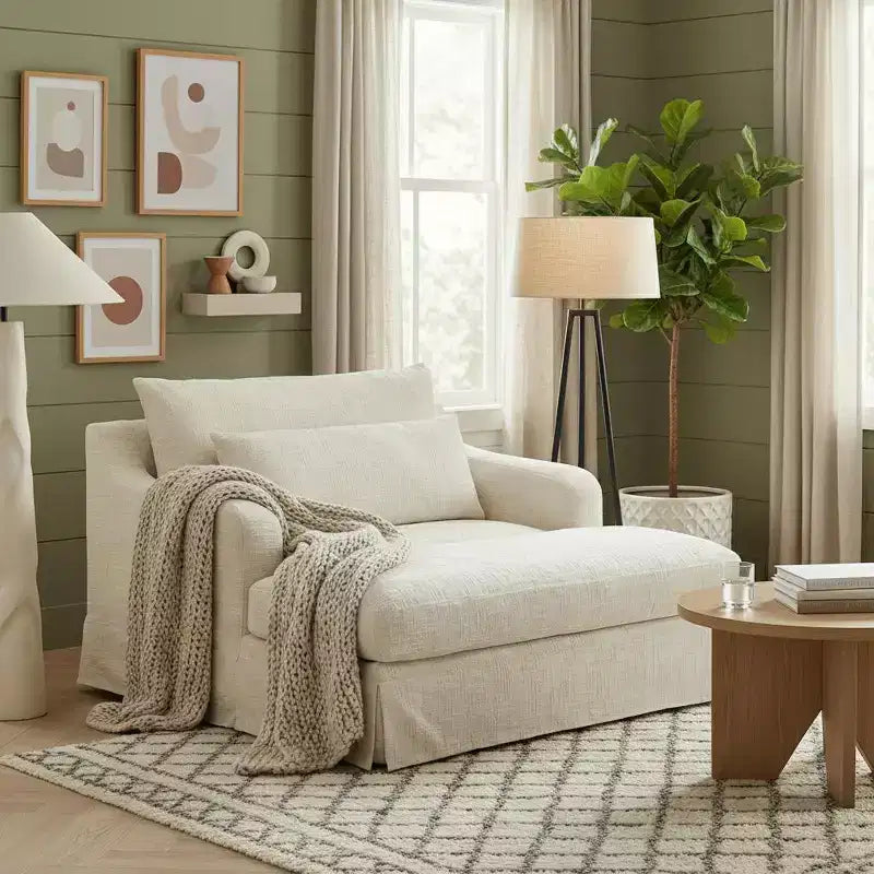 Cadeira sofá-cama de chenille extra profunda Polibi