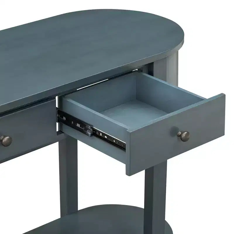 Table console rustique Whisen, table d’entrée et table d’appoint avec façade de tiroir cannelée