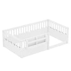 Lit cabane Montessori simple en bois Bellemave pour enfants, avec barrière surélevée et bibliothèque, pour filles et garçons
