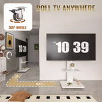 Meuble TV pour téléviseurs de 32 à 75 pouces, chariot TV mobile à hauteur réglable avec tiroir et roulettes pour le salon, la chambre et le bureau - ModernLuxe