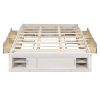 Whisen Queen Platform Bed Frame with 4 Storage Drawers and Footboard Storage