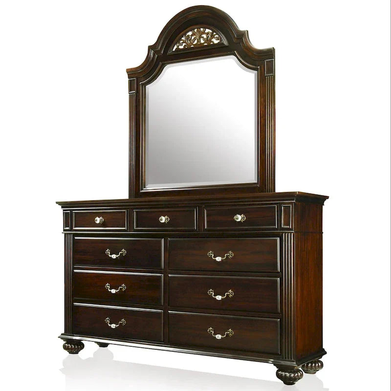 Set tradizionale Vame composto da comò a 9 cassetti e specchio, 2 pezzi, di Furniture of America
