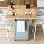 Isola da cucina con piano di lavoro pieghevole, carrello portaoggetti da cucina con ripiano estraibile, portasciugamani e cassetto, ruote girevoli
