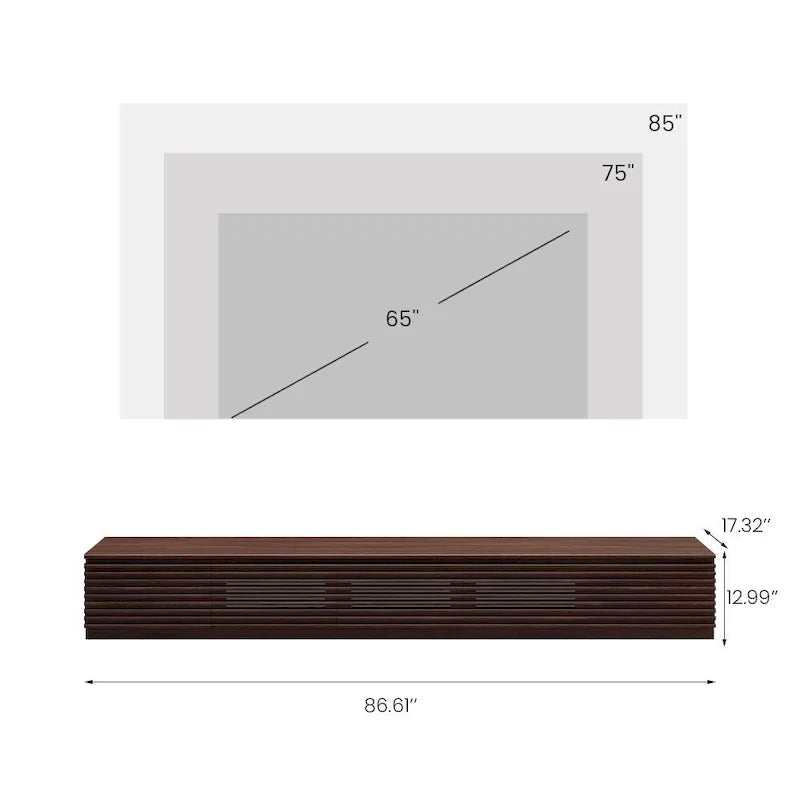 Meuble TV minimaliste avec tiroirs, console multimédia en bois massif avec placards, porte basculante, placage noyer, entièrement assemblée