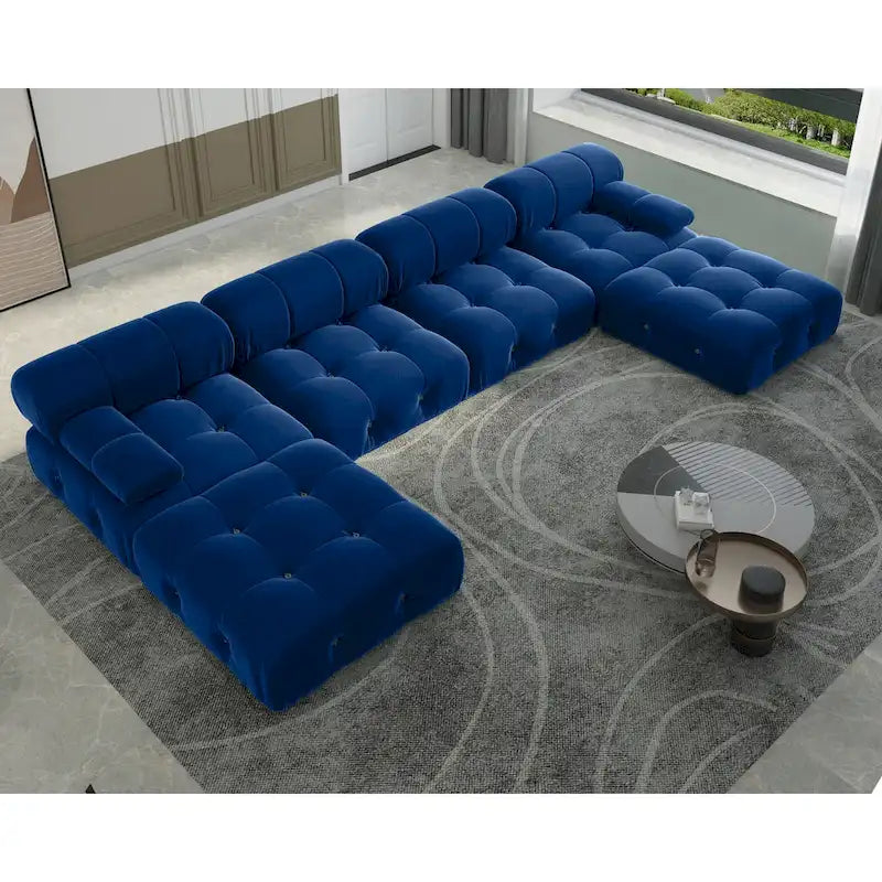 Divano modulare componibile trasformabile da 138", divani in velluto minimalisti a U
