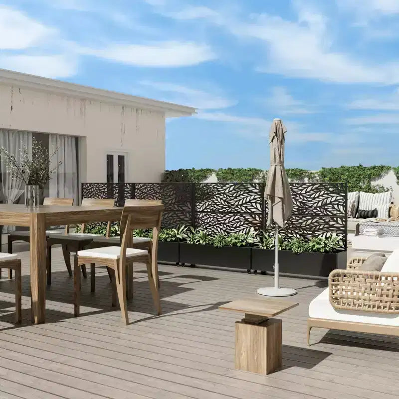 Fioriera MAYEERTY con grigliato, in ferro nero con persiane, stile classico Helen Street 01 combinato, set da 3 pezzi 72x47x16 pollici