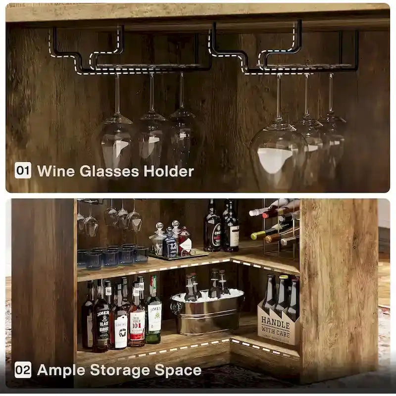 Mobile bar angolare a L con portabicchieri per il pub di casa