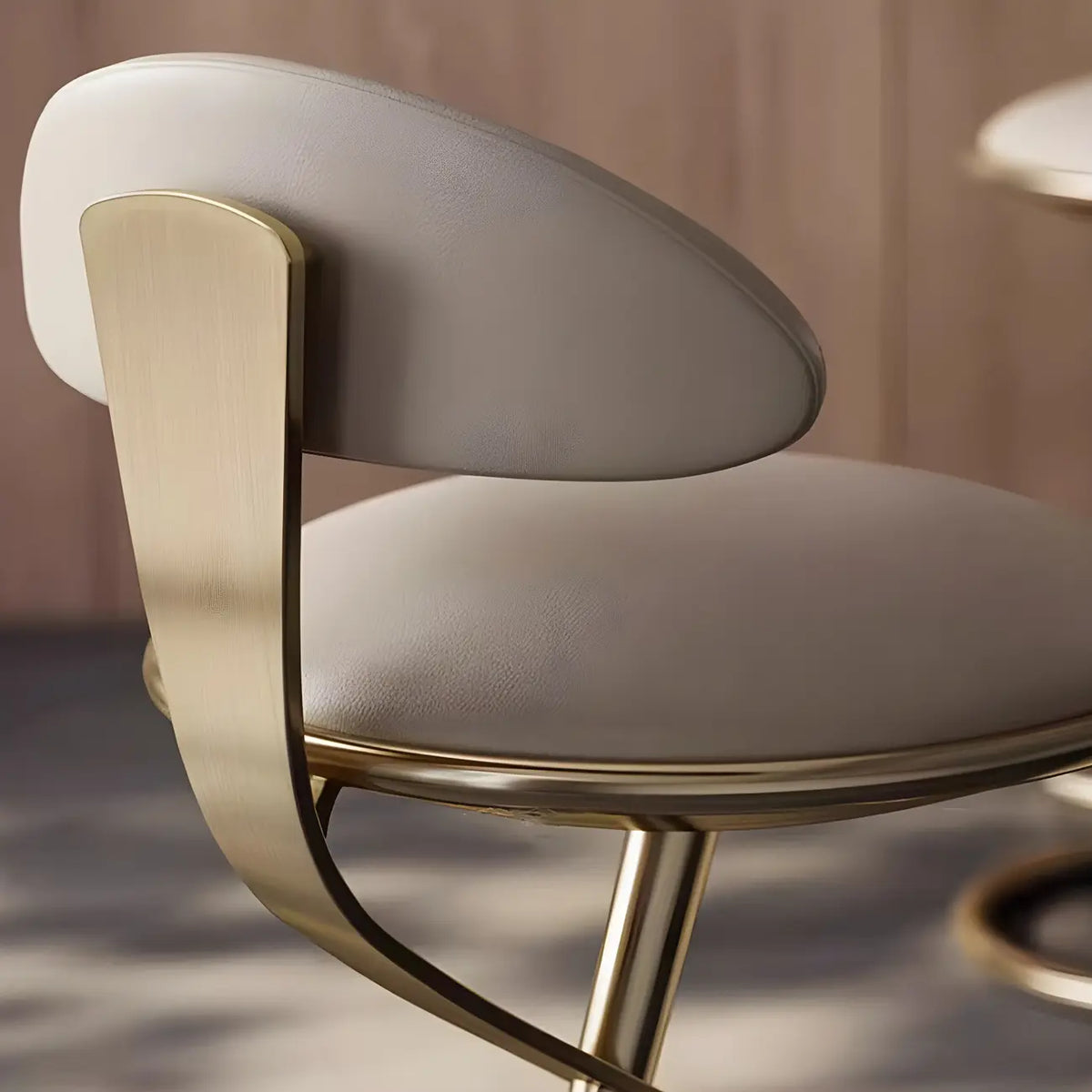 Luxury Gold Metal Frame Sleek Beige Leather Bar Stool