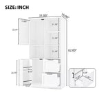 62'' Tall Bathroom Storage Cabinet, Freestanding Floor Storage Cabinet With Drawer & Adjustable Shelf, Pantry Storage Cabinet For Bathroom Living Room
