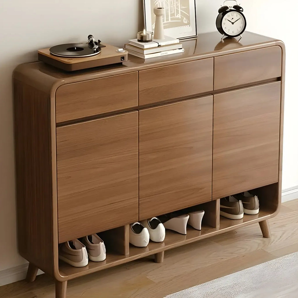 Meuble à chaussures moderne de taille moyenne en bois pour couloir