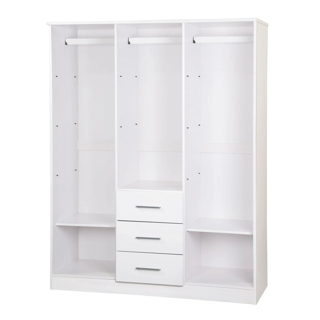 Armadio guardaroba a 3 ante Cosmo Palace Imports in legno massello al 100%, con ante in legno massello o a specchio