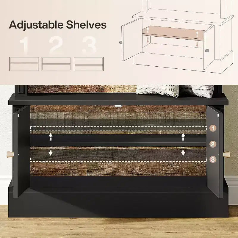 Lantine 70,86 Meuble d’entrée avec banc, rangement 4-en-1 pour l’entrée : porte-manteau, étagère à chaussures et banc de vestiaire pour couloir
