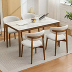 Ensemble de 4 chaises de salle à manger, chaises rembourrées modernes du milieu du siècle, chaises de cuisine style ferme avec assise en tissu rembourrée et pieds en bois, beige